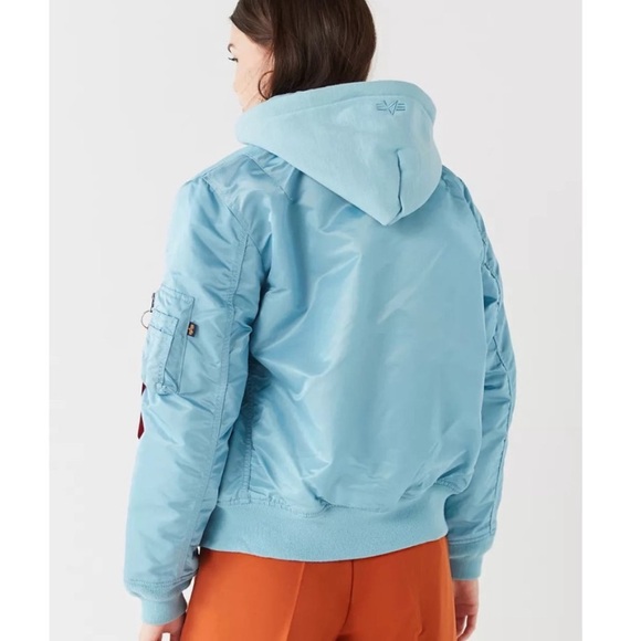 Alpha Industries MA-1 blue bomber jacket with hood size small - Picture 2 of 13